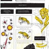 First page of student Beam's "Marsupilami and the Black Leopard" tribute comics. Based on the Marsupilami character created by André Franquin (©Marsu/Dupuis).