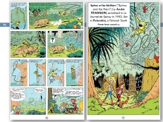 Pages from "Spirou et les héritiers" ("Spirou and the Heirs") by André Franquin, serialized in "Le Journal de Spirou" (Dupuis) in 1952. Set in Palombia, a fictional South American country, and introducing the Marsupilami character for the first time.