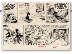 Original artwork (half-page) for a "Gaston Lagaffe" strip by André Franquin.