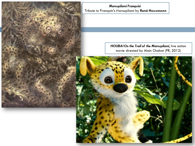 Marsupilami tribute by René Hausmann, and screenshot from the Marsupilami live action movie.